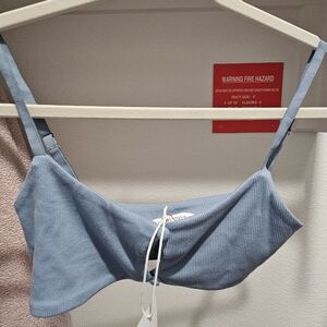 Riot Swim Blue Ribbed Bikini Top